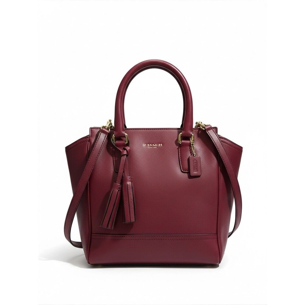 COACH Legacy Leather Mini Tanner 2WAY Crossbody Bag Burgundy Leather Women's